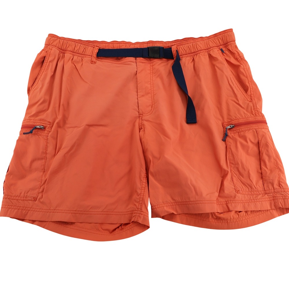 Lands' End XXL Mens Orange Cargo Hiking Shorts Belted Outdoor Trail XXL 44-46